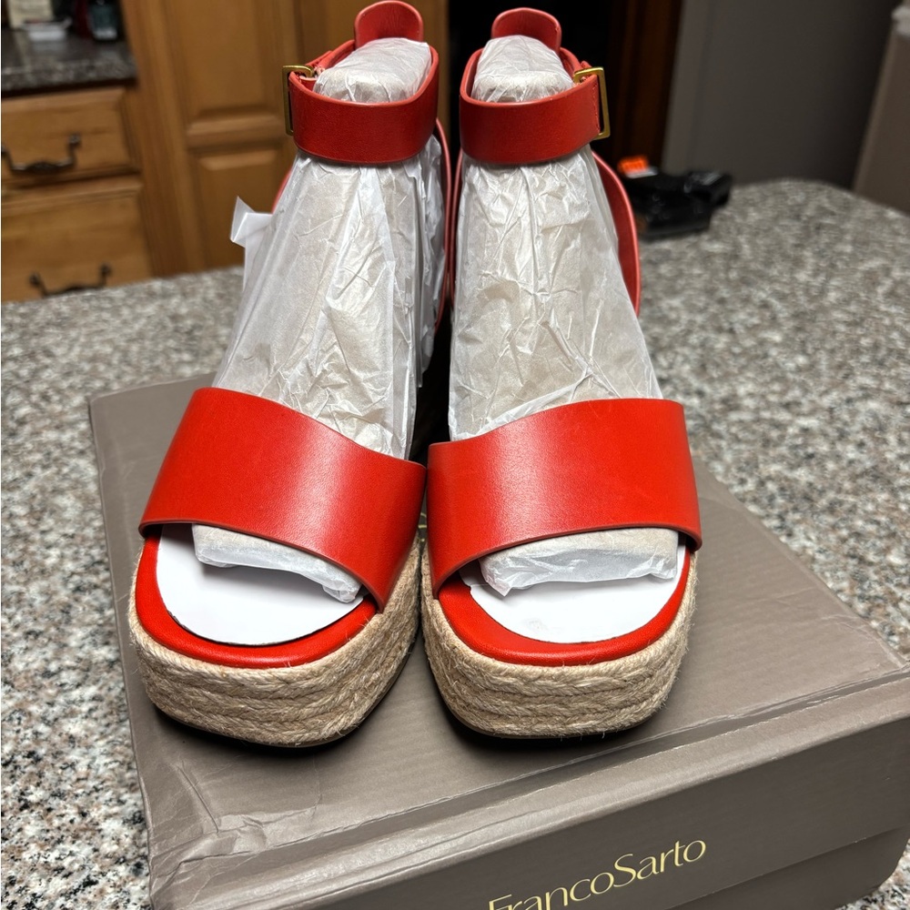 Franco Sarto Bold Red Espadrille Wedges